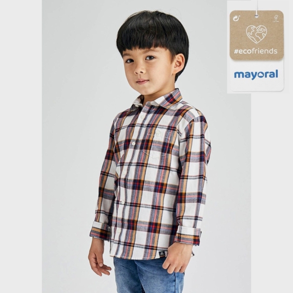 Camisa de manga larga niño MAYORAL Ecofriends cuadro grande