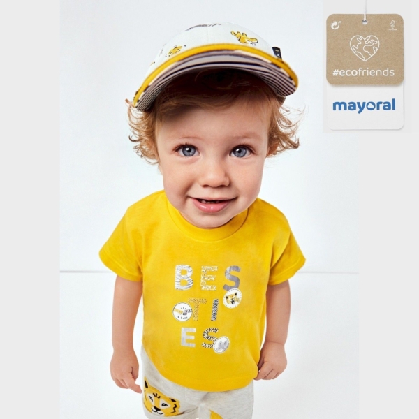 Camiseta manga corta bebé niño MAYORAL Ecofriends estampado “Besties”