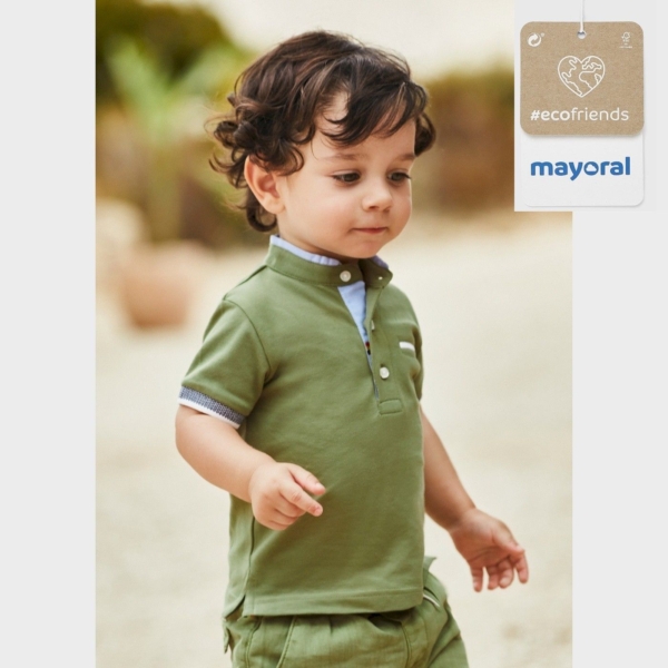 Polo manga corta bebé niño MAYORAL Ecofriends con cuello mao