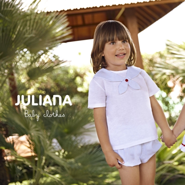 Conjunto bebé niño JULIANA camisa cuello babero y braga rayas