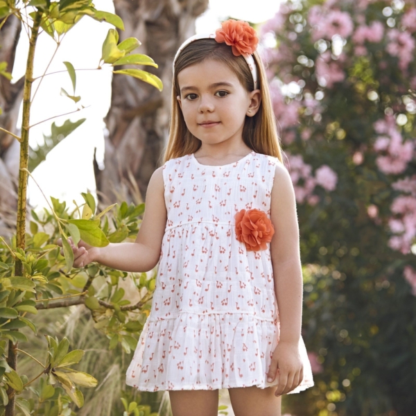 Vestido niña JULIANA de tela enterizo estampado patitos