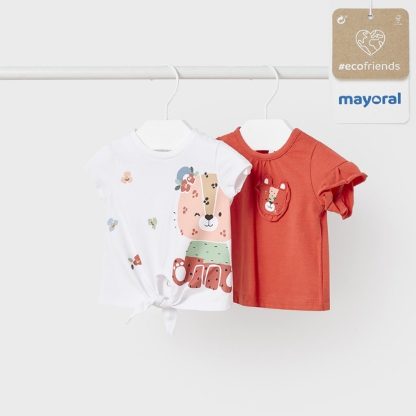 Pack 2 camisetas manga corta bebé niña MAYORAL Ecofriends con estampado