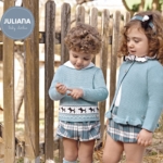 Conjunto de bebé JULIANA de jersey de punto cuello bebé y ranita cuadros