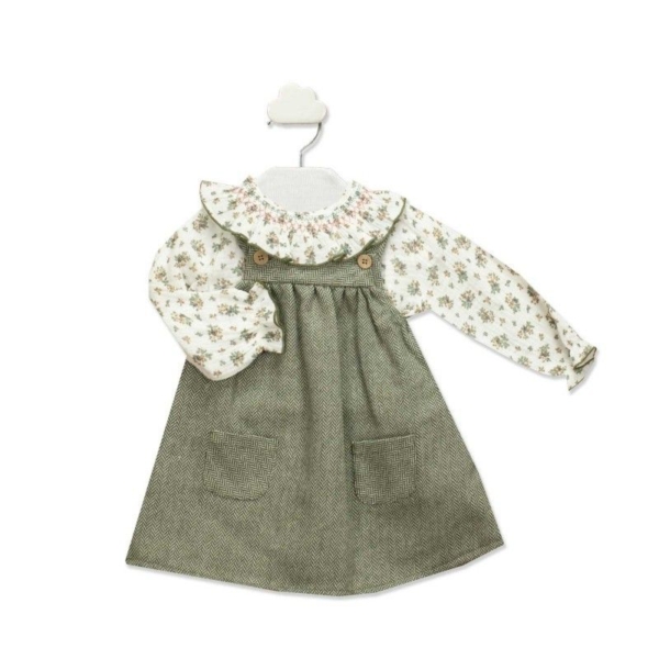 Conjunto 2 piezas de niña BABIDU de vestido pichi y camisa estampada